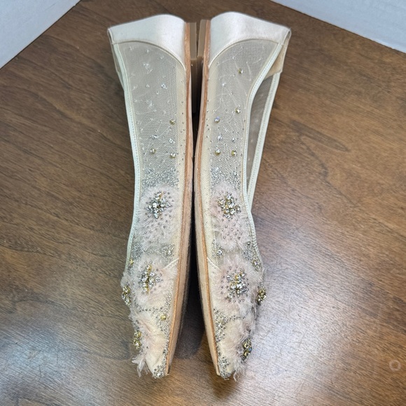 GORGEOUS Badgley Mishka Adrienne Embellished Cream Pink Ballet Flats, Womens 9.5 - Picture 12 of 16